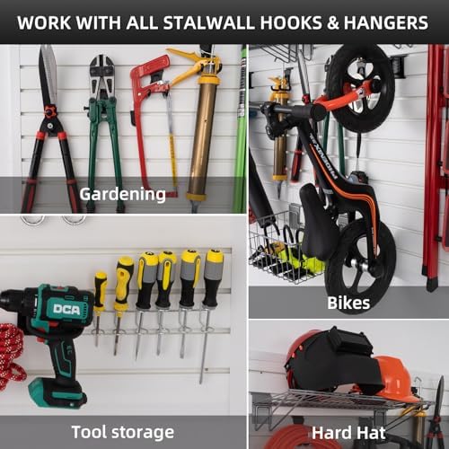 FRAYSCENT Slat Wall Paneling Garage Wall Organizer, Slatwall Panels Garage Tool Organizer Wall Mount Garage Slat Wall Storage Systems, Slat Board PVC Wall Panels Garage Storage (White, 4ftx2ft) - Image 4