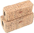 Wicker Cable Management Box Set of 2 with Lid, 15 in, Natural by ChumDecor
