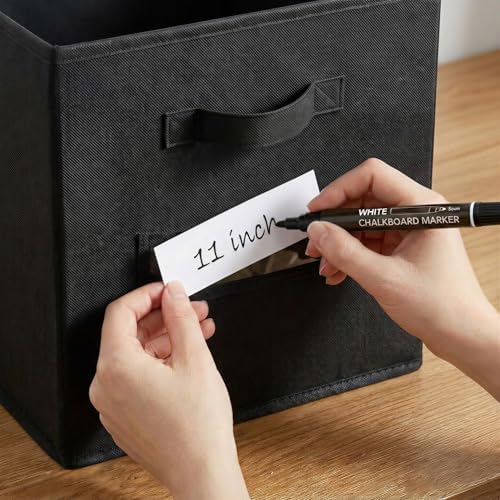 Storage Bins,11 Inch Cube Storage Bin with Labels,6pcs,Black - Image 4