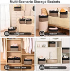 ICERZCZ Storage Baskets for Shelves Organizing, Woven Cotton Rope Baskets for Storage, Book Basket, Decorative Shelf Basket, 12.5"Lx9.1''Wx7.9''H (4 Packs) Black & Jute - Image 5