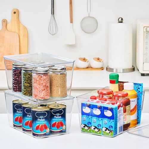 theaoo Large Clear Storage Bins with Lids, Stackable Containers, 8 Pack - Image 3