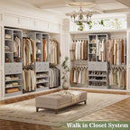 Besiost Closet System, Up to 134"/11.2 FT Closet Organizer with 4 Wooden Drawers and Shelves, Walk-in Closet System with 6 Hanging Rods, Built-in Closet Can Fit 96"/8FT, 120"/10FT, Morandi Grey Set 2 - Image 7