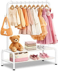 Kids Clothing Rack - Dress Up Clothes Rack - Baby Toddler Closet - Mini Freestanding Coat Racks with 2 Fabric Shelves - Small Kids Costume Wardrobe - Garment Rack for Hanging Clothes Organizer by MirolamUS