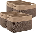 4 Pack Storage Baskets for Organizing, Woven Baskets for Shelves - Perfect for Toys, Books, Towels, and Clothes, Durable Gift Basket Bins Toy Storage, 12.7''L x9''W x7.8''H, Black and Brown by SIXDOVE