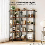 Corner Bookshelf 5-Tier, L-Shaped Bookcase for Small Spaces, Rustic Brown - Image 4