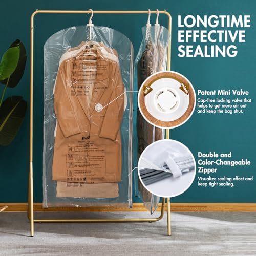 TAILI Hanging Vacuum Storage Bags for Clothes Space Saver 6 Combo Clear - Image 3