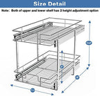 LOVMOR 2 Tier Individual Pull Out Cabinet Organizer 11" W x 18" D, Slide Out Kitchen Cabinet Storage Sliding Shelves - Image 3