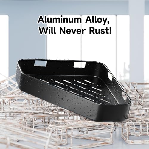 Veken Aluminum Corner Shower Caddy 4-Pack, Never Rust&Large Capacity, Black - Image 3