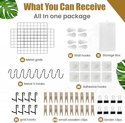 CIKLCIX Wire Wall Grid Panel Set of 4, Photo Display Board & Memo Board - Image 4