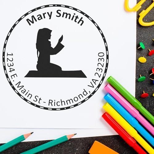 Custom Mailing Stamper for Islamic School Teachers - Home Address Stamp, Pre-Inked, Round 1-5/8 Size, PSI Morning Prayers Design, Available in 5 Ink Colors - Ideal for Islamic Education Professionals - Image 6