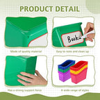 Teling 12 Pcs Book Bins Bulk for Classroom Storage Plastic Magazine Holder with Label Interlocking File Folder Organizer Binder Container Box for School Office Desktop Bookshelf Home (Rainbow) - Image 3
