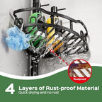 HAMITOR Shower Caddy Tension Pole: Rustproof Quick Install Standing Corner Bathroom Organizer Shelf on Floor for Renters - 4-Tier Large Capacity Storage Rack with Soap Holder for Apartment -Black - Image 2
