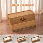 Bamboo Cable Management Box, Natural Color, 31X14X15.5CM - Image 7