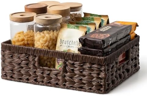 GRANNY SAYS Wicker Storage Baskets for Shelves, Brown Pantry Basket, 1-Pack by GRANNYSAYS