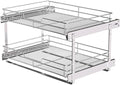 JOWBOOW 2-Tier Pull Out Cabinet Organizer, 23" W x 22" D, Chrome by JOWBOOW