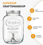 2 Gallon Glass Beverage Dispenser with Stand and Lid, 18/8 Stainless Steel Spigot - Glass Drink Dispensers for Parties - Mason Jar Drink Dispensers with Lids - Image 3