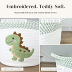 Dinosaur Baby Storage Basket, Woven Cotton Rope Nursery Bin, 15x11 in - Image 3