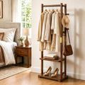 Taitiy Coat Rack Solid Wood Hall Tree Storage 2 Shelves 5 Hooks by Taitiy