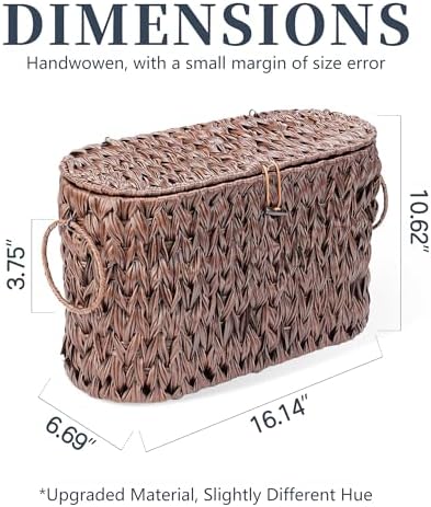 Coeusy Toilet Paper Basket with Lid, Wicker Basket for Bathroom Organizer - Image 3