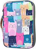 YOUSHARES 96 Slots Colored Pencil Case, Large Capacity Pencil Holder Pen Organizer Bag with Zipper for Prismacolor Watercolor Coloring Pencils, Gel Pens for Artist (Learning Cat) by YOUSHARES