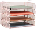 Mind Reader Stackable Paper Tray, Desktop Organizer, File Storage, Office, Metal Mesh, 4 Pcs., Pink by MindReader