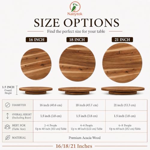 Acacia Wood Lazy Susan Turntable Organizer, 18 Inch - Image 3
