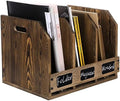 MyGift 3 Compartment File Folder Organizer Rustic Burnt Wood Desktop Rack by MyGiftHome