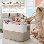 Goodpick 75L Extra Large Woven Rope Blanket Basket, Rectangle, Light Brown - Image 2