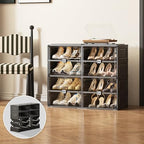 Vipbox Black Shoe Rack Organizer Cabinet for Closet Entryway,Clear Shoe Storage Boxes Stackable Sneaker Storage with Door Easy Assembly Shoe Cabinet with Lids Large 4 Tiers 16 Pairs by Unknown