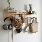 Wooden Pegboard Modular Display Organization Storage Wall Hooks Shelf (Birch Colored Finish-B) - Image 5