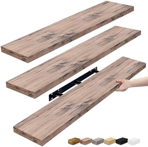 Sorbus Floating Shelves for Wall Storage (48 Inch, 3 Pack, Mahogany) by Sorbus