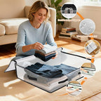 8 Pack Under Bed Storage Bags, 60L Foldable Clear Containers with Handles - Image 3