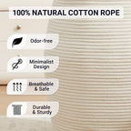 Extra Large Laundry Hamper Basket 105L Woven Blanket Basket, Beige - Image 3