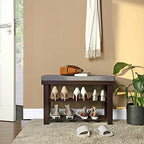 SONGMICS Bamboo Shoe Bench, 3-Tier Shoe Rack, 11.9 x 28.3 x 19.2 Inches - Image 2