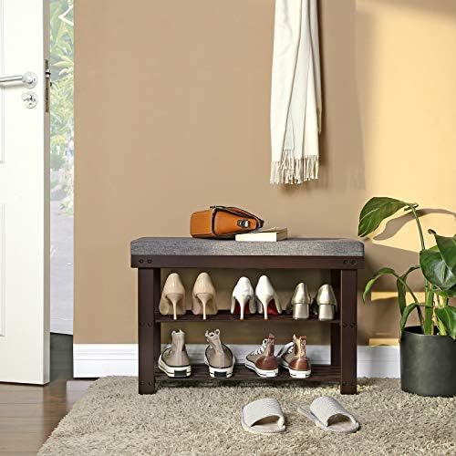 SONGMICS Bamboo Shoe Bench, 3-Tier Shoe Rack, 11.9 x 28.3 x 19.2 Inches - Image 2