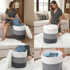 16x18 Inch Extra Large Round Cotton Rope Storage Basket with Lid, Decorative Woven Bin with Cover for Living Room Bedroom Closet, Grey & Dark Grey - Image 7
