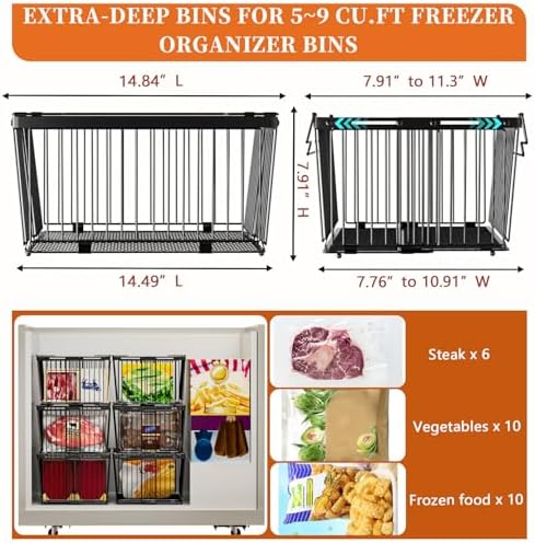 Large Freezer Organizer Bins for 5 to 9 Cu.Ft,Leak-Proof Bottom，6Pack - Image 4
