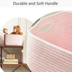 Pink Storage Bins 4 Pack Rectangular Rope Basket for Shelves - Image 4