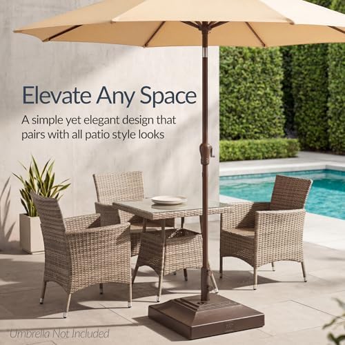 Best Choice Products Fillable Umbrella Base Stand Pyramid Design Plastic Patio Umbrella Base Stand, Pole Holder for Outdoor, Lawn w/ 55lbs Weight Capacity, Adjustment Knob - Brown - Image 5