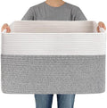 JMvicyroam 96L Large Woven Cotton Rope Blanket Basket, White&Grey by JMvicyroam