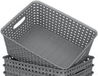 WYT 12-Pack Plastic Small Shelf Storage Weave Baskets for Organizing, Grey - Image 4