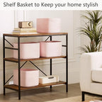 Pink Storage Bins 4 Pack Rectangular Rope Basket for Shelves - Image 2
