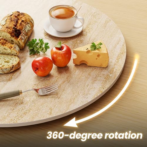 ZL ZELing 31.5" Lazy Susan Turntable – 360° Sinteredstone Silent Anti-Slip Turntable, Table Top Centerpiece for Kitchen, Pantry, Spice Rack, Refrigerator & Dining Table, Beige - Image 2