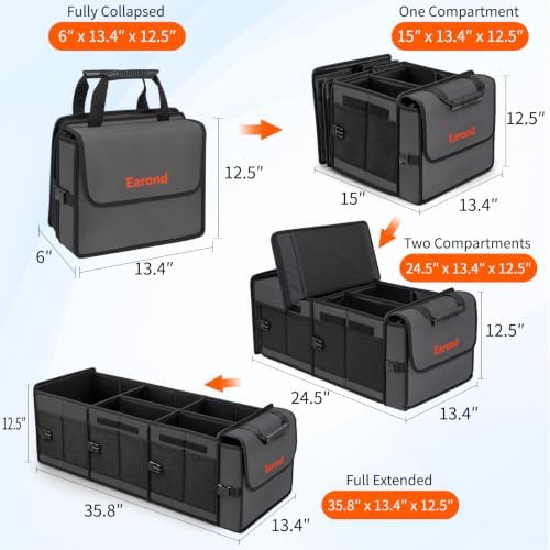 Large Trunk Organizer with Portable Leakproof Cooler Bag,Foldable Cover,Adjustable Securing Straps,Collapsible Trunk Organizer for Suv Car Truck Sedan (4-in-1 with Cooler) - Image 2