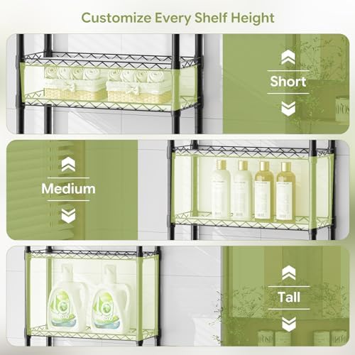 Simple Trending 4 Tier Over The Toilet Storage Rack, Bathroom Organizers and Storage Over Toilet with Adjustable Shelf and Basket, (Black) - Image 4