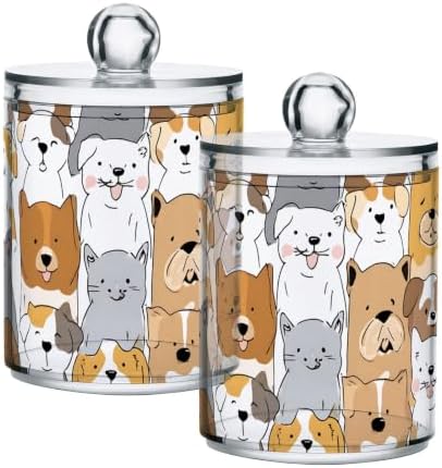 4 Pack cute dogs print art Apothecary Jars with Lid by Unknown