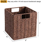 Vagusicc Wicker Storage Basket, Set of 2 Hand-Woven Storage Baskets for Shelves, Foldable Cube Storage Baskets Bins with Handles, 9 inch Small Wicker Baskets for Organizing Pantry Bedroom, Brown - Image 5