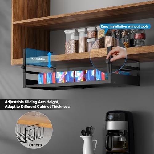 AmonHouseware 2Pack Expandable Under Shelf Storage Basket Organizer,Black - Image 3