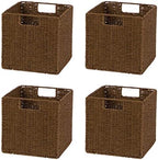 Trademark Innovations 10.5" Woven Storage Cube Basket Bin with Iron Wire Frame - Set of 4 by Trademark+Innovations