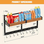 Broom Holder Wall Mount, Broom and Mop Organizer Wall Hanging with Shelf - Image 2
